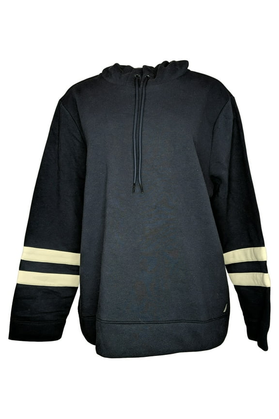 Women's Sweater Sz 2XL (XXL) Striped Long Sleeve Hoodie Blue