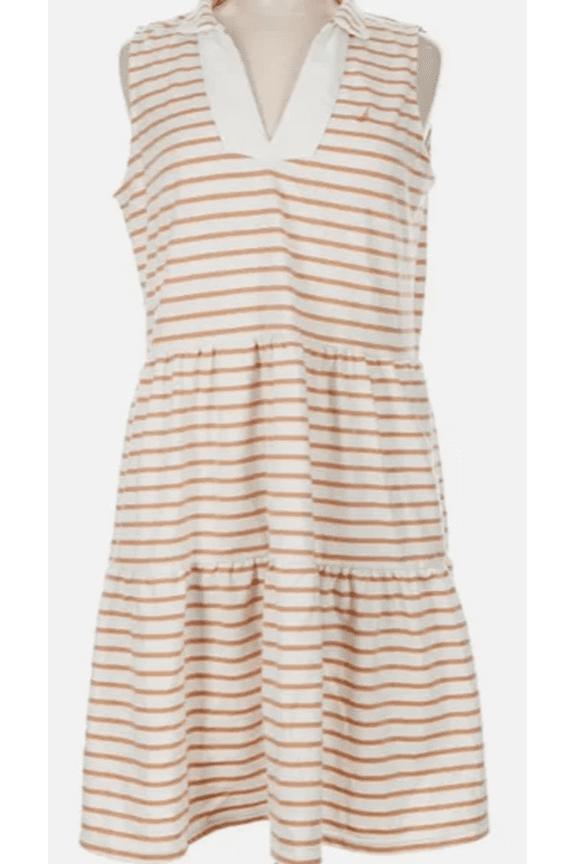 Women's Tiered Dress (Almond/Ivory, XL)