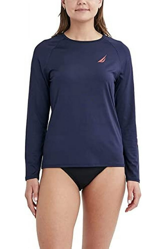 Women's UPF 30+ Long Sleeve Rash Guard Swim Shirt (Medium, Deep Sea)