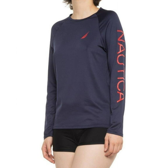 Nautica Women's UPF 30+ Long Sleeve Rash Guard Swim Shirt (Small, Deep Sea)