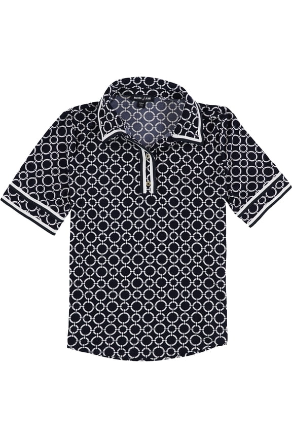 Womens Circle Link Polo Shirt, Blue, Small