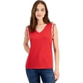 thumbnail image 1 of Nautica Womens Crochet-Trim Tank Top, Red, Small, 1 of 1
