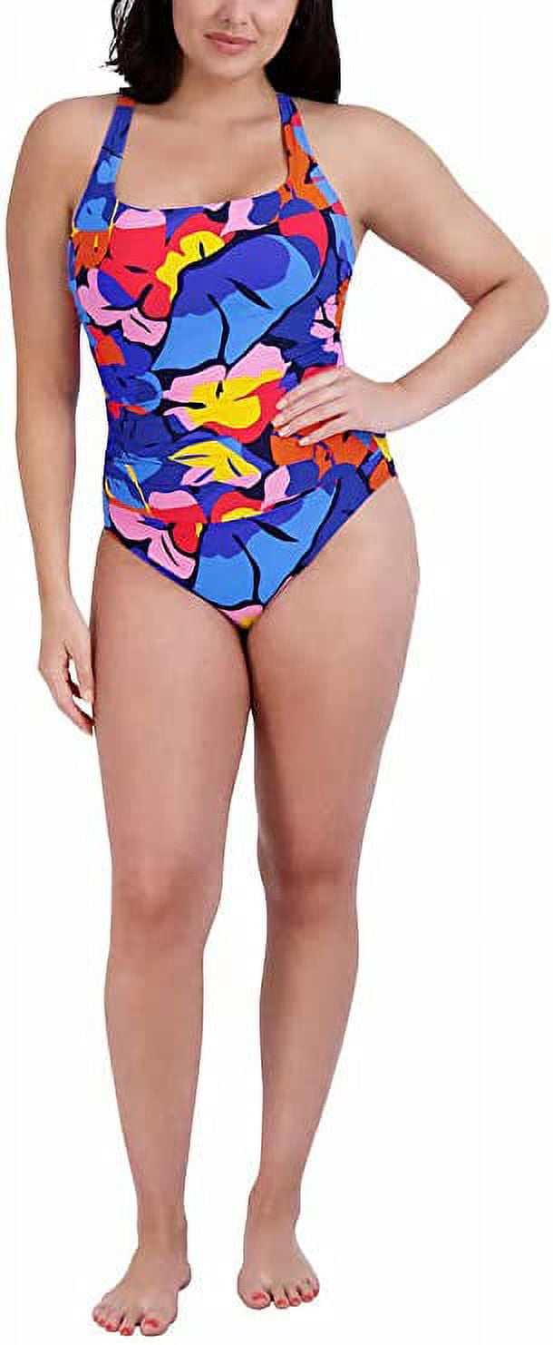Nautica Womens Cross Back One Piece Swimsuit Into the Jungle XL Walmart