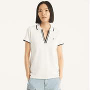 Nautica Womens Deck Polo, White, XXL