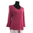 thumbnail image 1 of Nautica Womens Flan Stripe Pajama Top Only,1-Piece, Small, Dark Rose, 1 of 1