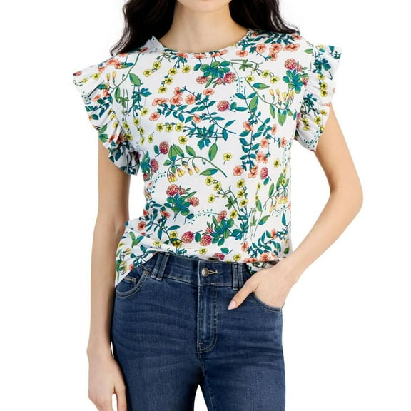 Nautica Womens Floral Peasant Blouse, Multicoloured, Small