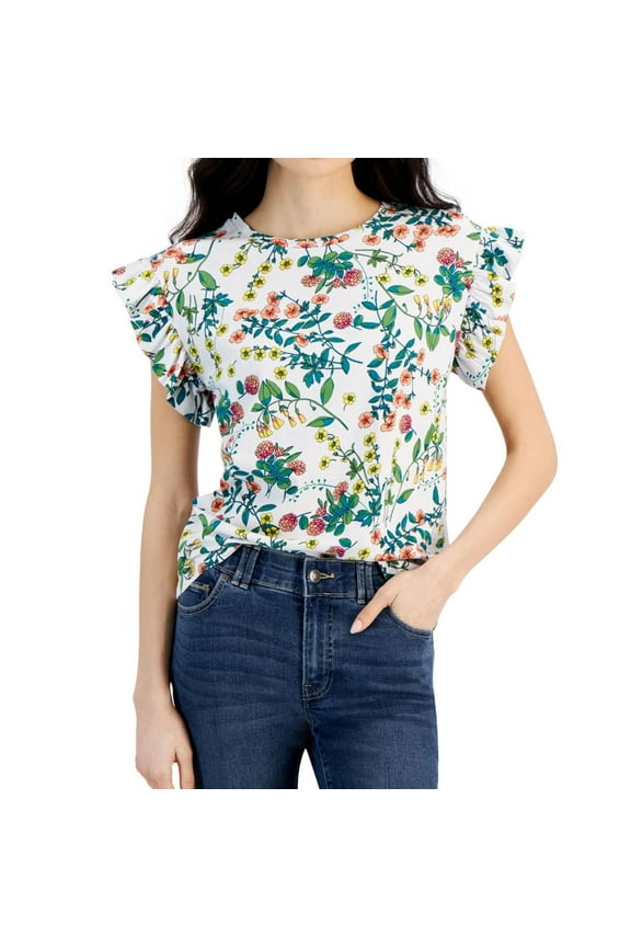 Womens Floral Peasant Blouse, Multicoloured, Small