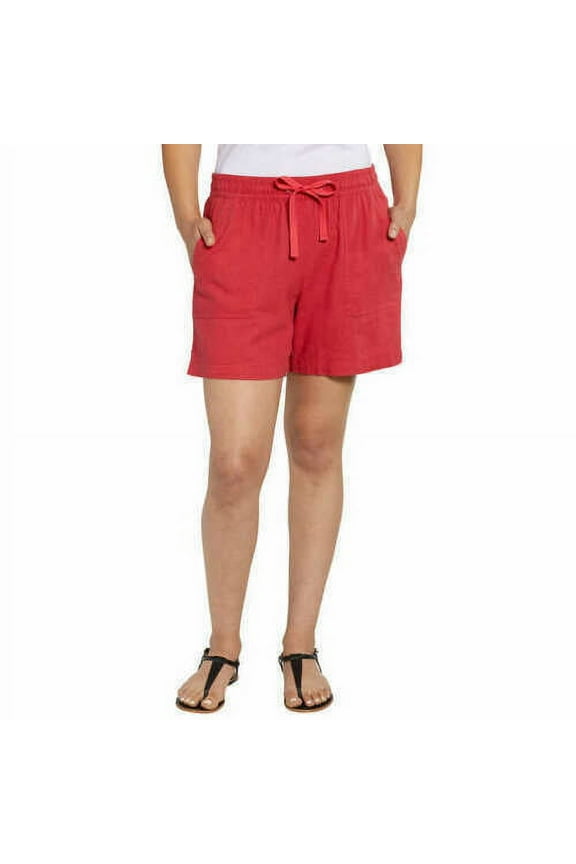 Womens Linen Blend Pull-On Shorts Size-Medium Color-Rose Coral