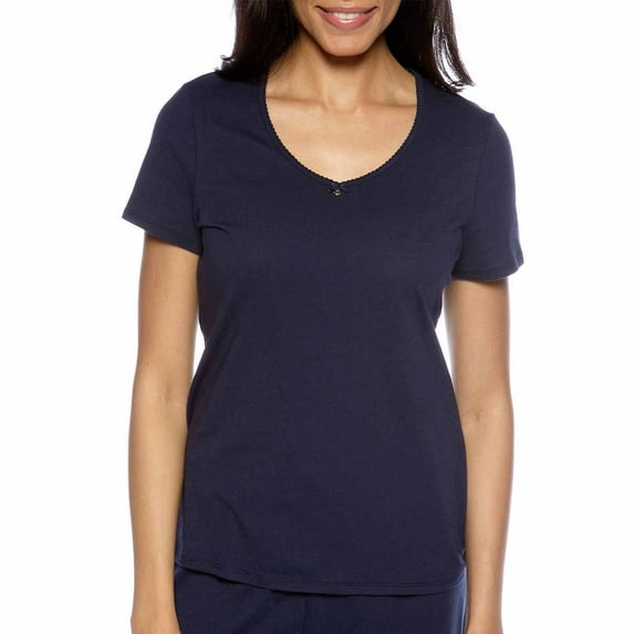 Nautica Womens Short Sleeve Anchors Sleep Tee (Maritime Navy, X-Small)