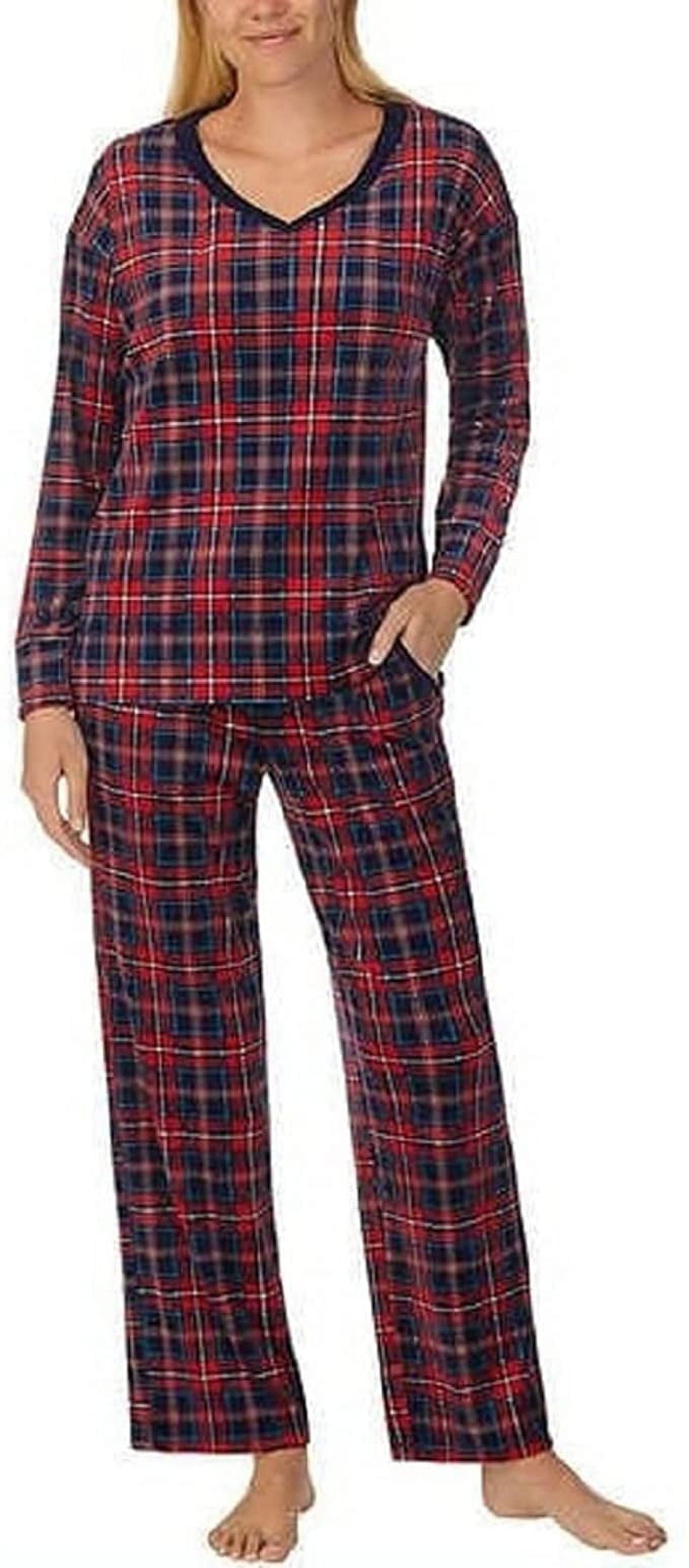 Nautica Womens Silky Fleece Side Pockets Pajama Set