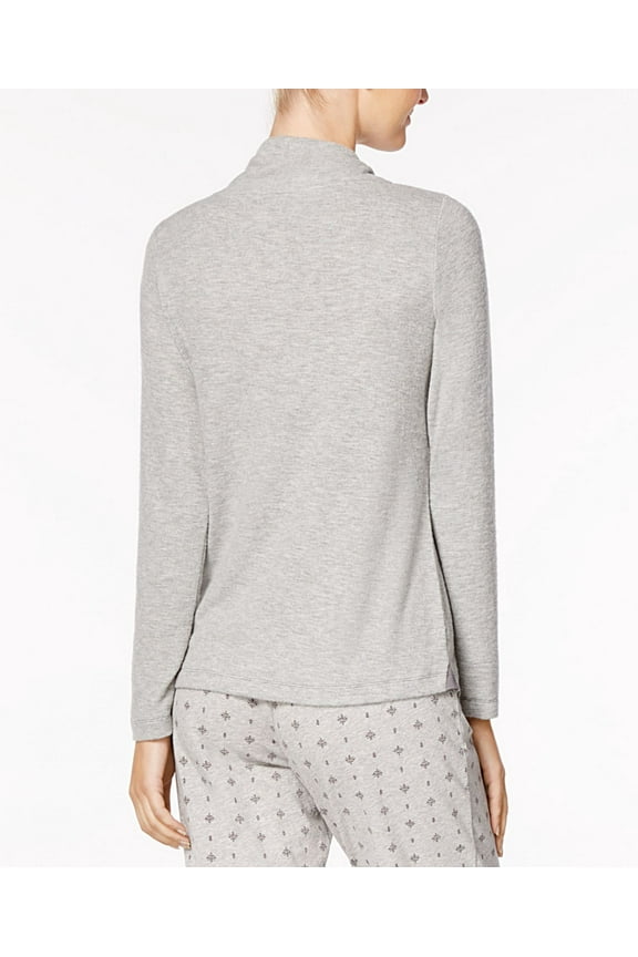 Womens Sleepwear Contrast Trim Cowl Neckline Pajama Top Only,1-Piece, XS, Grey Heather