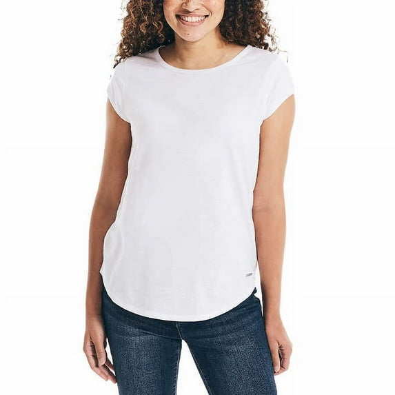 Nautica Womens Slub Tee Size: S, Color: White
