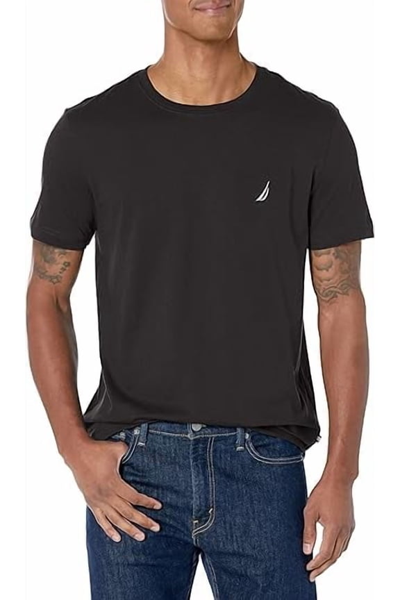 by Nautica Crewneck, Short Sleeve T-Shirt True Black Medium