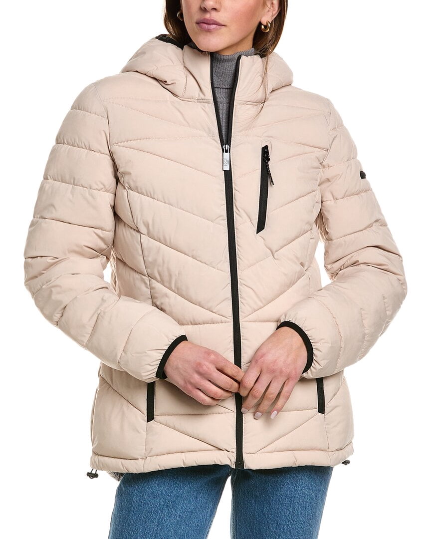 Nautica Women's Lightweight Stretch Jacket - 3/4 Length Hooded Quilted Jacket, Regular Fit