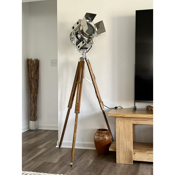 Nautical 1950's Hollywood Studio Vintage Design Industrial Tripod Floor Lamp Rustic Vintage Home Decor Gifts