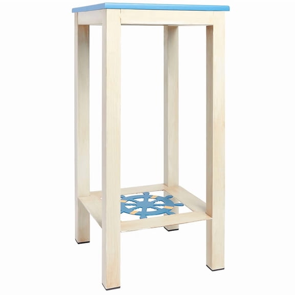 Nautical Accent Wooden End Tables - Anchor or Wheel Design