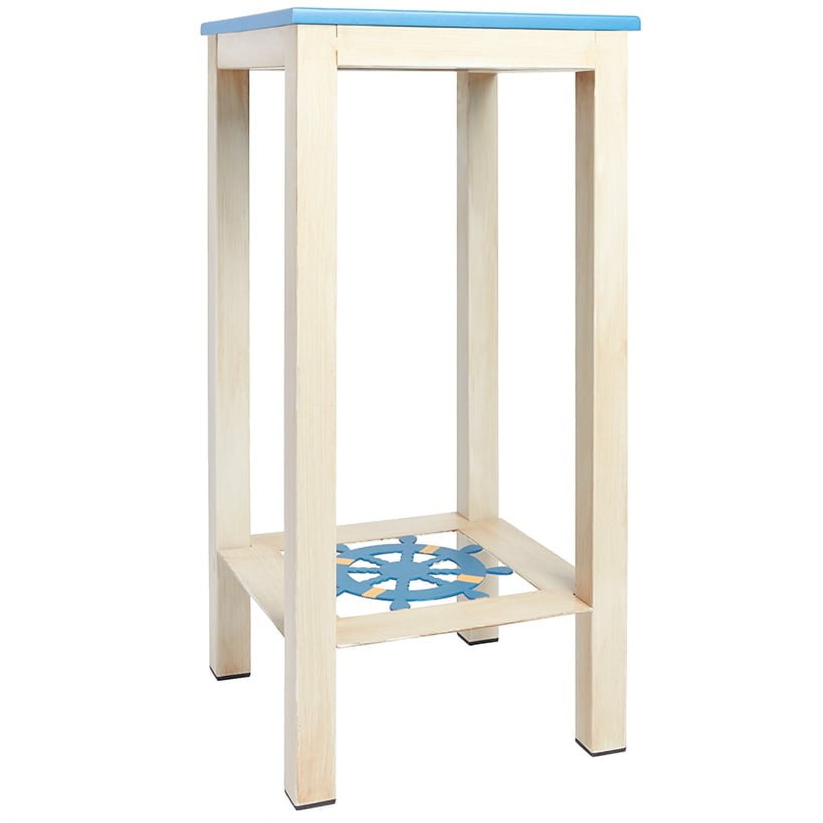 White and Blue Nautical Metal and MDF Accent Table