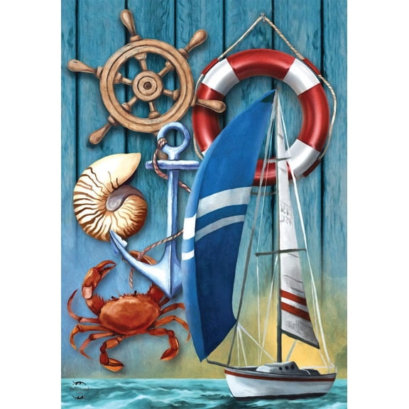 Nautical Adventure Summer House Flag Sailboat Crap 28" x 40"