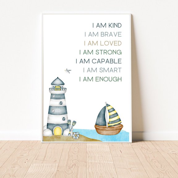 Nautical Affirmation Print Poster Ocean Nursery Decor, Size 12x18 UNFFRAMED F03.1.8l492