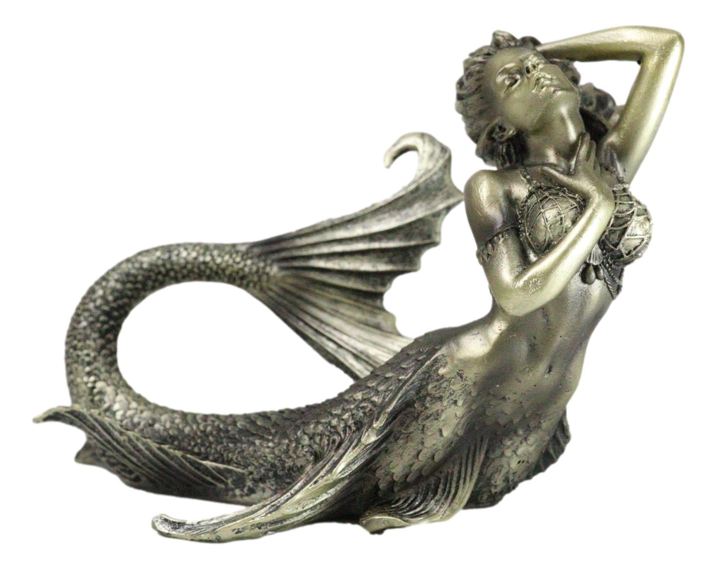 Nautical Aged Bronze Resin Seductive Mermaid Siren With Fishnets ...