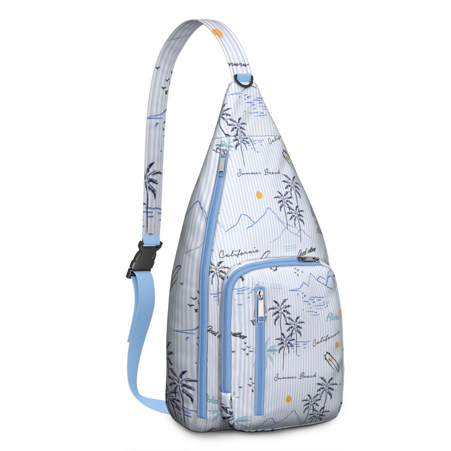 Nautical Aloha Sling Bag, Multi-Pocket Shoulder Bag with Comfortable Strap, Stylish for Beach Vacation
