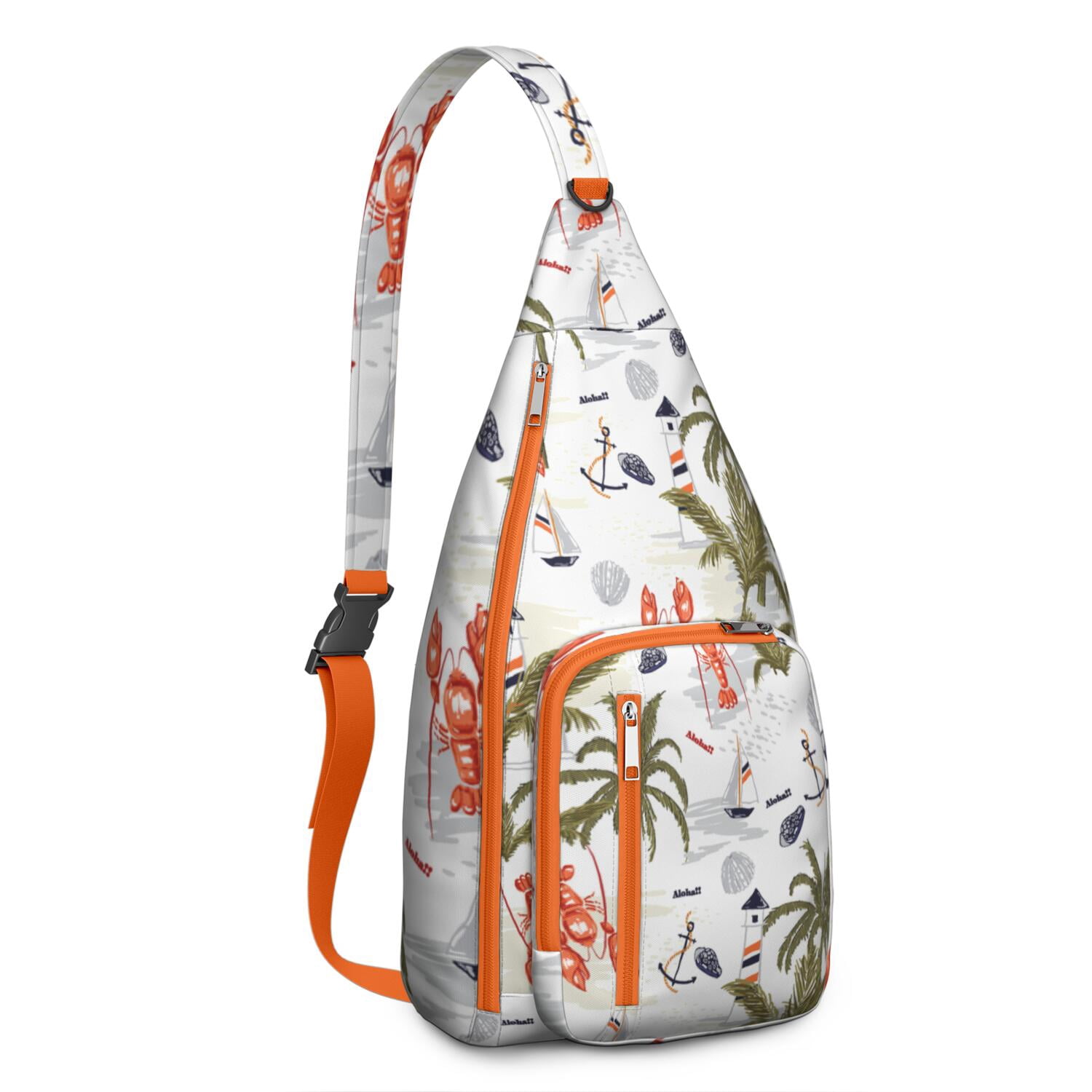 Nautical Aloha Sling Bag, Multi-Pocket Shoulder Bag with Comfortable Strap, Stylish for Beach Vacation
