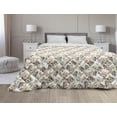 thumbnail image 1 of Nautical Down Alternative Comforter, Pastel Toned Sea Shell Starfish Mollusk Seahorse Coral Reef Motif Design, Microfiber Quilt for All Season, 5 Sizes, Tan Turquoise White, by Ambesonne, 1 of 3