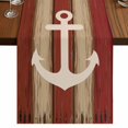 thumbnail image 1 of Nautical Anchor 36 Inch Table Runner, Red Beige Rretro Wooden Board Textures Farmhouse Dresser Scarf Cotton & Linen Tablerunner for Dining/Kitchen Island/Holiday Party Décor Small 13" x 36", 1 of 9