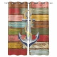 thumbnail image 1 of Nautical Anchor Blackout Curtains for Bedroom Living Room Darkening Curtains 63 Inches Long Country Vintage Colorful Wooden Plank Window Curtain 2 Panels Set Window Treatment Grommet Drapes 42"x63", 1 of 9