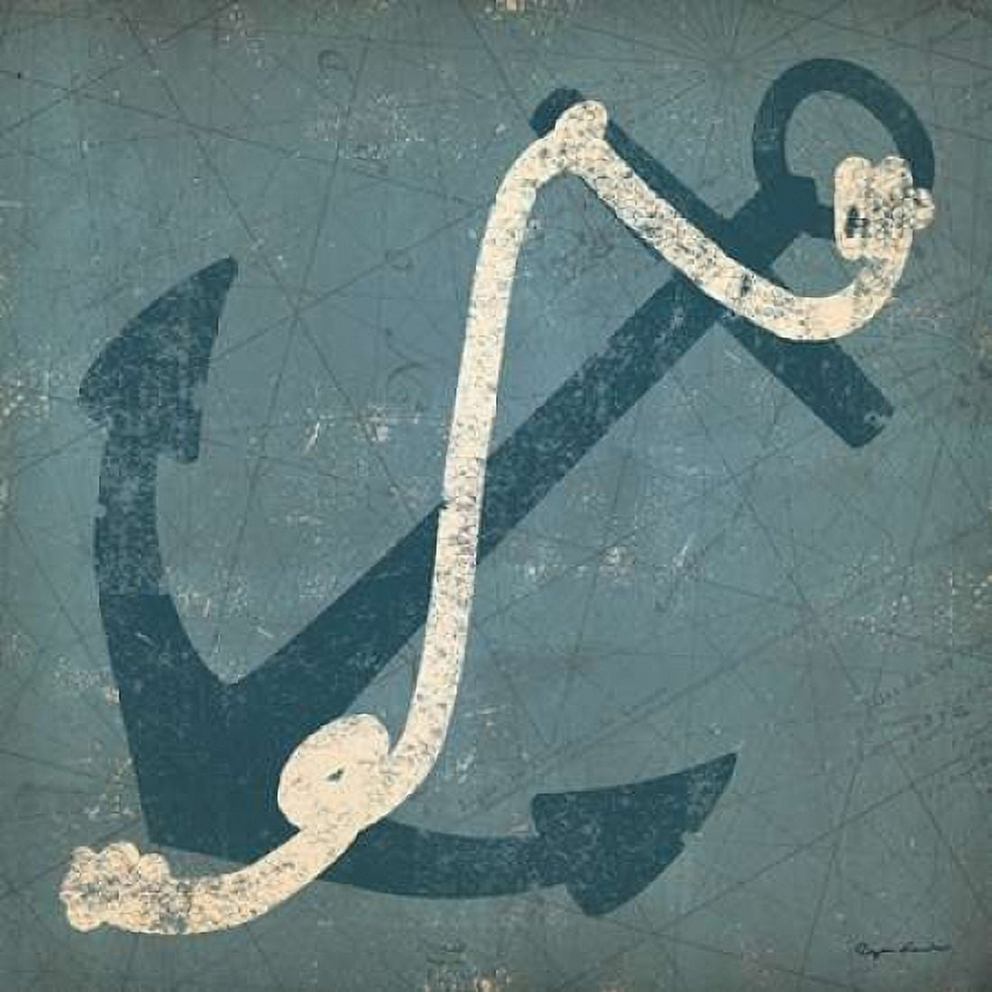 Nautical Anchor Blue Canvas Art - Ryan Fowler (24 x 24)