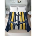 thumbnail image 1 of Nautical Anchor California King Size Flat Sheet, Wrinkleproof & Fadeproof Cooling Flat Bed Sheet Only, Navy Blue Yellow Striped Farmhouse Ombre Breathable Soft Bedding Top Sheets 108 x 98 Inches, 1 of 8