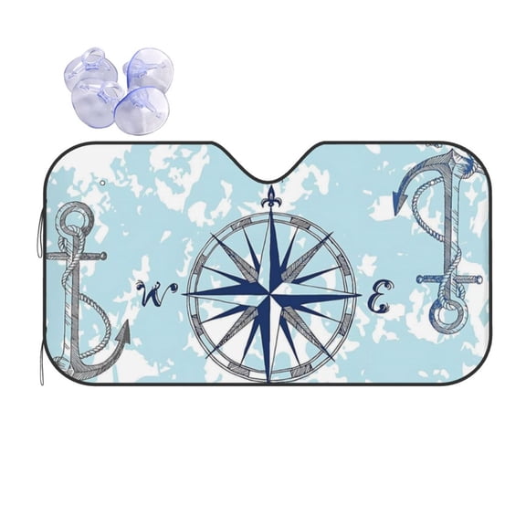 Nautical Anchor Car Windshield Sun Shade Universal Fit Auto Sun Visor Protector
