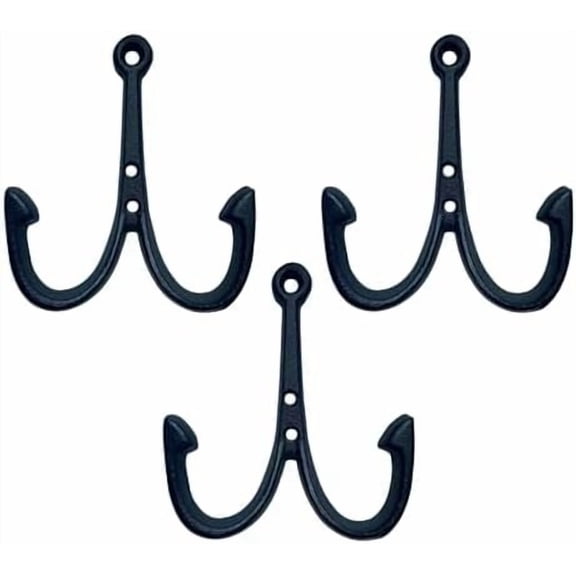 Nautical Anchor Cast Iron Black Fish Wall Hook Coat Beach Towel Key Holder Screws Included (3 PCS)