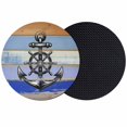 thumbnail image 1 of Nautical Anchor Coasters Set of 2, Absorbent Coasters for Drinks, Vintage Navy Blue Wooden Boards Country Coaster for Desk Coffee Table Protection, Home Decor House Warming Gifts 4", 1 of 8