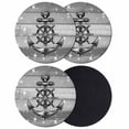 thumbnail image 1 of Nautical Anchor Coasters Set of 4, Absorbent Coasters for Drinks, Rudder Stars Retro Black Grey Wooden Grain Coaster for Desk Coffee Table Protection, Home Decor House Warming Gifts 4", 1 of 8