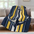 thumbnail image 1 of Nautical Anchor Fleece Throw Blanket for Couch, Navy Blue Yellow Striped Farmhouse Ombre Microfiber Flannel Blanket for All Season, Lightweight Soft Throw Blankets for Bedroom, Living Room, 60"x80", 1 of 9