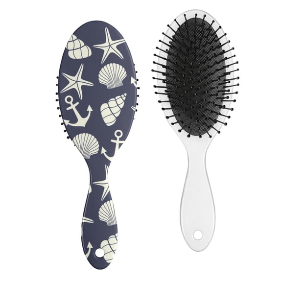 Nautical Anchor Hair Brush - Round-Tip Bristles for Gentle Detangling, Anti-Frizz Paddle Brush for Long Hair, Smoothing Brush with Ergonomic Handle for Women & Men