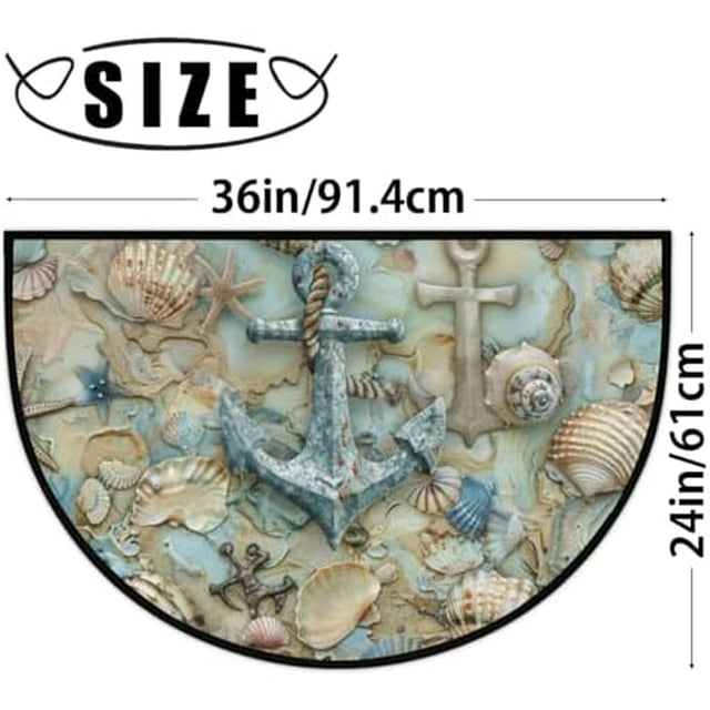 Nautical Anchor Half Round Door Mats For Inside Entry,Ocean Sea