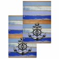 thumbnail image 1 of Nautical Anchor Kitchen Dish Towels for Drying Dishes Set of 2, Vintage Navy Blue Wooden Boards Country Waffle Weave Microfiber Hand Tea Bathroom Towels Quick Dry & Absorbent Towel 15.7x23.6, 1 of 7