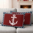 thumbnail image 1 of Nautical Anchor Lumbar Pillow Covers 20x12 Inch Set of 2, Red Navy Blue Coastal Stars Ocean Waterproof Outdoor Pillow Covers, Decorative Cushion Pillowcases for Couch, Sofa, Bed, Garden, Patio, 1 of 9