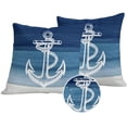 thumbnail image 1 of Nautical Anchor Navy Blue Outdoor Pillow Covers 24x24 Set of 2,Waterproof Patio Throw Pillowcase Protectors,Coastal Ocean Ombre Striped Decorative Pillow Shams Cushion Covers for Seat Bed Couch Sofa, 1 of 8
