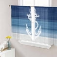 thumbnail image 1 of Nautical Anchor Navy Blue Semi Sheer Curtains 45 Inch Length 2 Panels Set, Coastal Ocean Ombre Striped Sheer Kitchen Curtain Privacy Voile Window Curtain for Living Room Bedroom Rod Pocket Drapes, 1 of 7