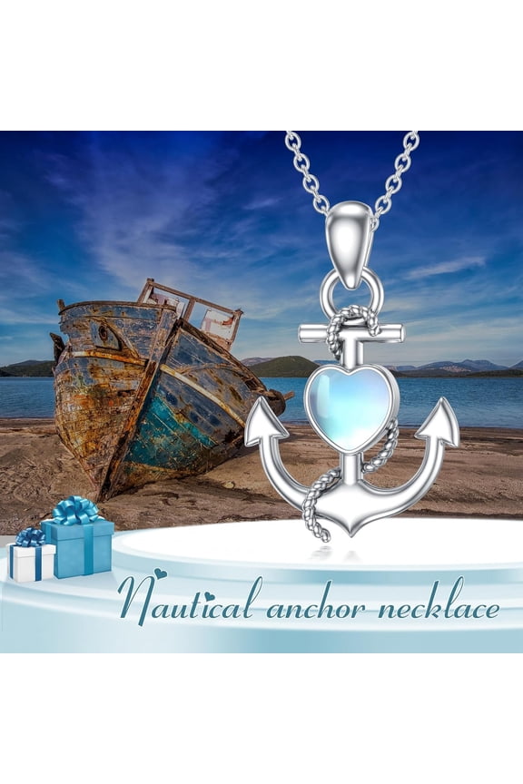 Nautical Anchor Necklace Heart Pendant Necklace Birthday Jewelry Gifts for Women Daughter Friends
