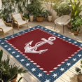 thumbnail image 1 of Nautical Anchor Outdoor Rug for Patio/Deck/Porch, Non-Slip Large Area Rug 3 x 5 Ft, Red Navy Blue Coastal Stars Ocean Indoor Outdoor Rugs Washable Area Rugs, Reversible Camping Rug Carpet Runner, 1 of 8