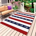 thumbnail image 1 of Nautical Anchor Outdoor Rug for Patio/Deck/Porch, Non-Slip Large Area Rug 3 x 5 Ft, Red Navy Blue White Stripe Geometric Indoor Outdoor Rugs Washable Area Rugs, Reversible Camping Rug Carpet Runner, 1 of 8
