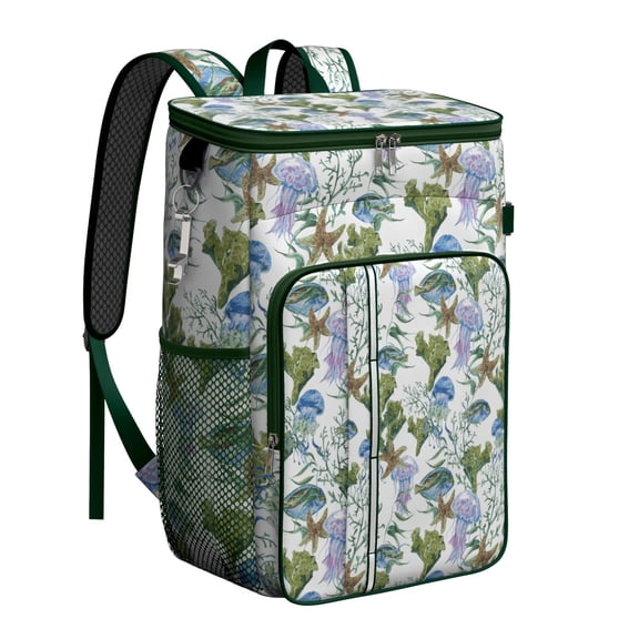 Nautical Anchor Print Cooler Backpack - 20L Leak-Proof Insulated Lunch Bag for Outdoor, Road Trips & Seaside Fun
