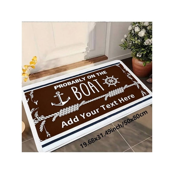 Nautical Anchor Rope Doormat - Brown With White Design - One Piece 50x80cm (20x31in)