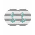 thumbnail image 1 of Nautical Anchor Round 13 Inch Placemats Set of 2, Turquoise Grey White Horizontal Stripe HeatResistant Non Slip Place Mats for Dining Table, Wipeable Braided Kitchen Table Mats for Housewarming, 1 of 9