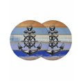 thumbnail image 1 of Nautical Anchor Round 13 Inch Placemats Set of 2, Vintage Navy Blue Wooden Boards Country HeatResistant Non Slip Place Mats for Dining Table, Wipeable Braided Kitchen Table Mats for Housewarming, 1 of 9