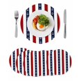 thumbnail image 1 of Nautical Anchor Round 13 Inch Placemats Set of 6, Red Navy Blue White Stripe Geometric HeatResistant Non Slip Place Mats for Dining Table, Wipeable Braided Kitchen Table Mats for Housewarming, 1 of 9